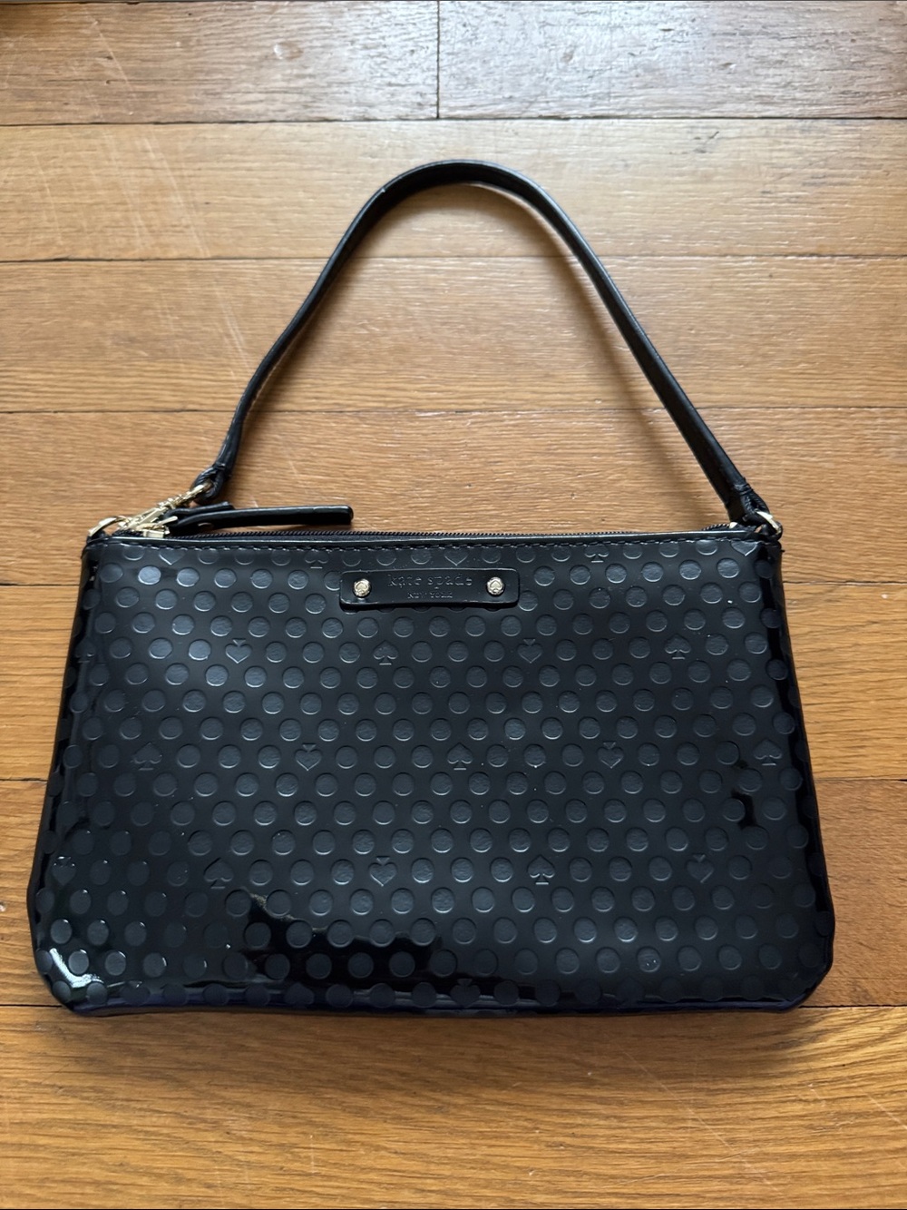 KATE SPADE BLACK LOLLY BEALE BLACK PATENT LEATHER WRISTLET